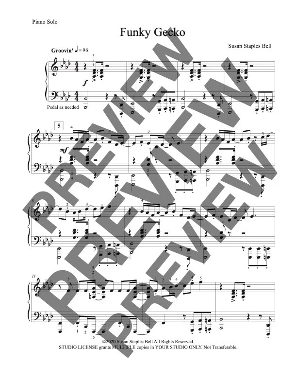 Funky Gecko: Intermediate/Early Advanced Funk Piano Piece - Studio